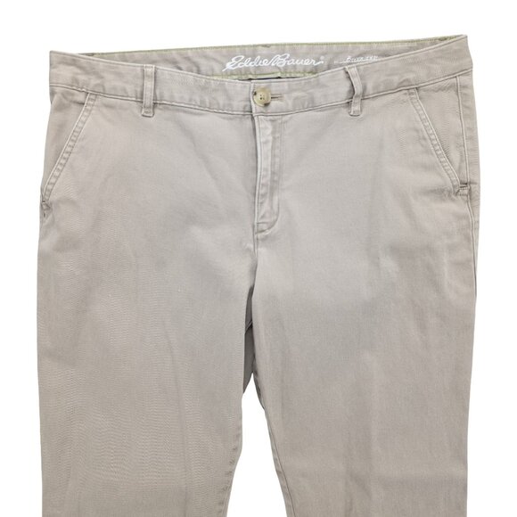 Eddie Bauer Boyfriend Chino Pants Womens Khaki Beige Flat Front Size 12 - Picture 3 of 11